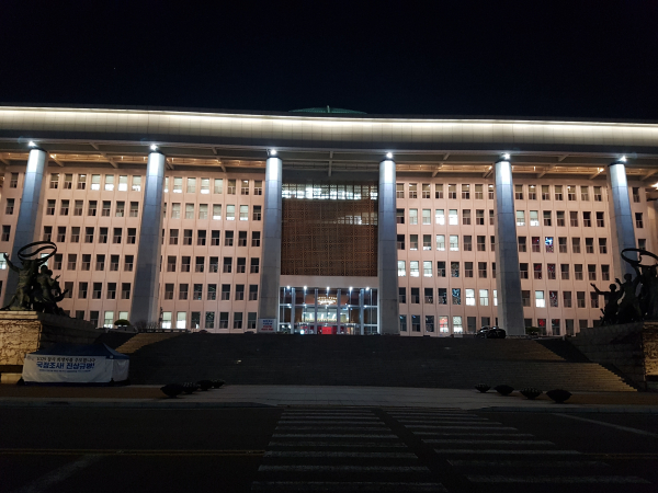 11월 23일 밤의 국회 모습./사진: 이광효 기자