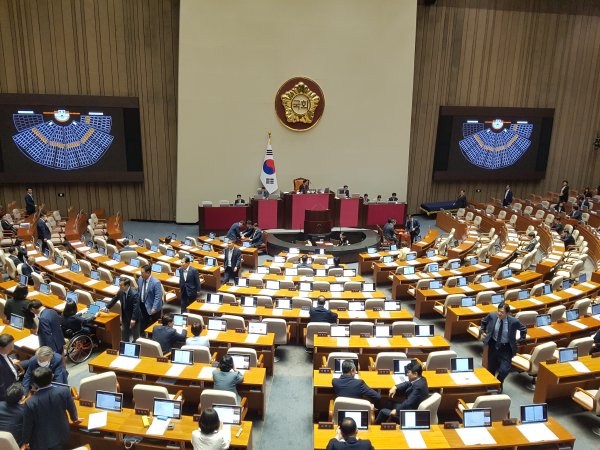 21일 오후에 국회 본회의에서 ‘국회의원(이재명) 체포동의안’에 대한 투표가 진행되고 있다./사진: 이광효 기자